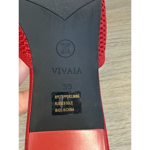 Vivaia Juliet Square Toe Block Heel Slide Sandals Women’s Size 8.5 Red - Picture 8 of 13